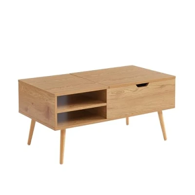 Imagen de BAÏTA Florence Mesa Baja con Bandeja elevable, Madera de ingeniería, Aspecto Roble, L96cm