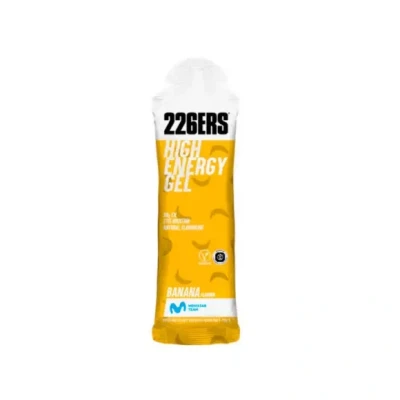 Imagen de 226ERS High Energy Gel, Gel Energético para Deportistas, Ciclodextrina, Hidratos de Carbono y Aromas Naturales, Uso Glucosa Digestión, sin Gluten, Vegano, Sabor Plátano, 1 x 76 g