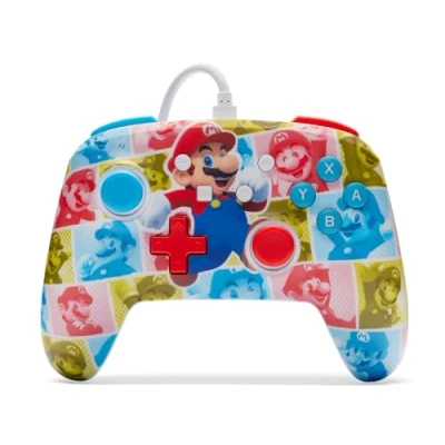 Imagen de mando con cable mejorado PowerA para Nintendo Switch Mario Hero Reel, mando, videojuegos, cable, licencia oficial