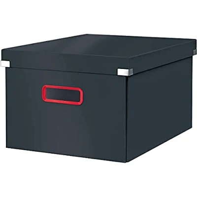Imagen de Leitz, Caja Mediana de Almacenaje Click and Store, Archivadora Plegable con Tapa, Cartón Duro Primera Calidad para tu Hogar y Oficina, Gama Cosy, Gris Terciopelo, 53480089, Tamaño A4