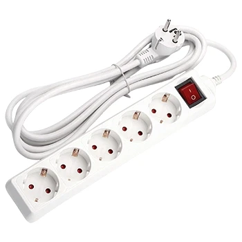Imagen de Aigostar Regleta alargador de 5 enchufes con cable 1,5 metros e interruptor. Color Blanco