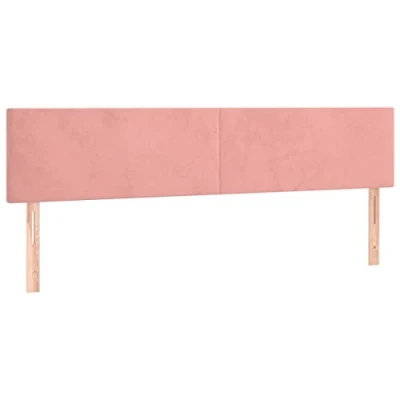 Imagen de vidaXL Cabecero con Luces LED de Cama Cabezal Tapizado para Matrimonio Mueble Dormitorio Interior Terciopelo Rosa 200x5x78/88 cm