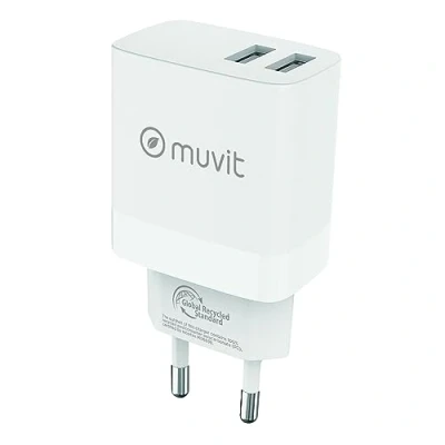 Imagen de Cargador MUVIT MCACC0021, Universal USB A, 18W, 100V 240V, Blanco