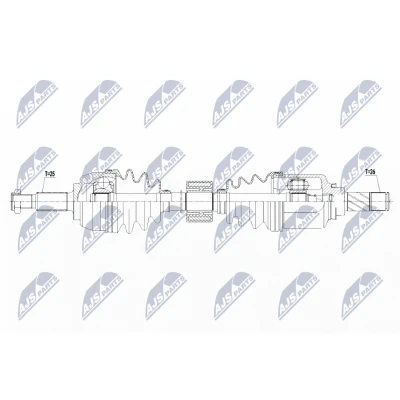 Imagen de NTY NPW RE 134 Árbol de transmisión Eje delantero, izquierda 684 Caja cambios manual RENAULT: MEGANE 3 Coupe, 3, GRAND SCENIC