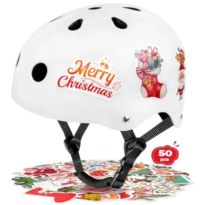 Imagen de LeapBeast Casco Skate Bicicleta con Certificado CE Unisex Adultos Hombres y Mujeres Multi Deporte para Ciclismo, Skate, Patinaje (Blanco Navidad, Small)