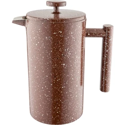 Imagen de Café Olé Cafetera, Acero Inoxidable, Prensa Francesa, 1 Litro, Acabada de Granito Rojo, CFD 08RG
