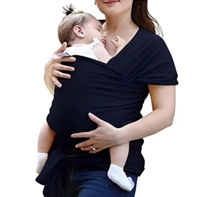 Imagen de Voarge Fular portabebés elástico para recién nacidos y niños pequeños, 16 kg, color negro