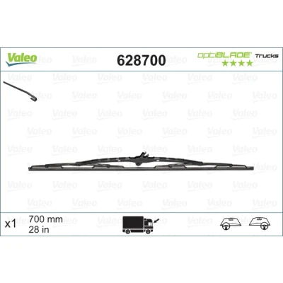 Imagen de Limpiaparabrisas Valeo Optiblade Trucks 628700 700mm ambos lados Estándar FORD: Transit Mk6 Furgón, Mk5 Furgón