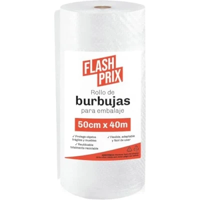 Imagen de FLASHPRIX Rollo Plastico Burbujas Embalaje, 50cm Ancho (A) y 40m longitud (L). Papel burbuja perfecto para Mudanzas, Embalajes Envíos