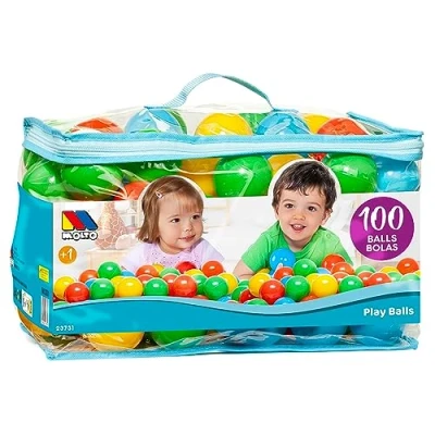 Imagen de MOLTO Bolsa 100 Bolas de Colores 6.5 cms para Piscina Ultraresistentes, Flexibles y No Tóxicas Juguetes Sensoriales Bebes Educativos Niños 6 Meses
