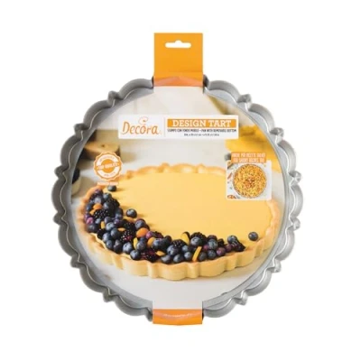 Imagen de Decora 0075053 Molde para tartas con fondo móvil de 30 x 3 cm diámetro, acero antiadherente, redondo, desmoldar fácilmente dulces, diseño profesional registrado, patentado