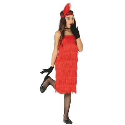 Imagen de FIESTAS GUIRCA, S.L. Disfraz de Charleston Flecos Rojo para niña