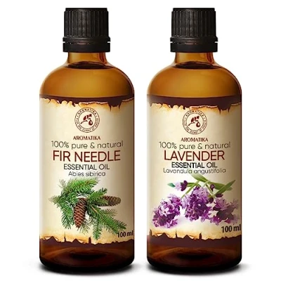 Imagen de Aceite Esencial Lavanda Lavandula Angustifolia Abeto 2x100ml Abies Sibirica 100% Puro y Natural Calmante Refresca el Espacio Difusor de Fragancia Aroma Fresco