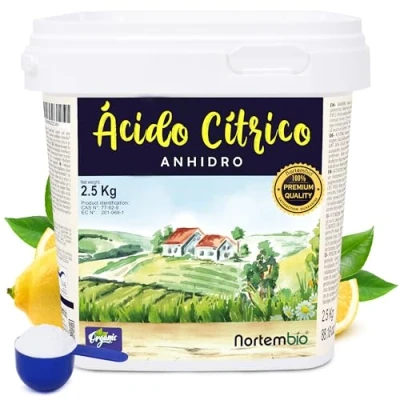 Imagen de Nortembio Ácido Cítrico Ecológico 2,5 Kg. Anhidro en Polvo. Insumo 100% Puro. Limpiador Multiusos. E Book Incluido.