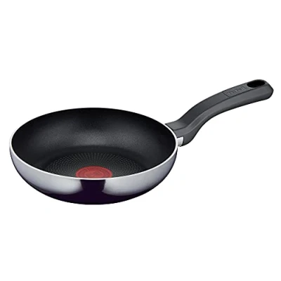 Imagen de Tefal D52602 Resist Sartén de 20 cm Revestimiento antiadherente titanio seguro Indicador temperatura señal térmica Fácil limpieza Tecnología Flame Protect Negro
