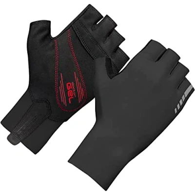Imagen de GripGrab Guantes de Ciclismo Cortos Aero TT Profesional Competición Acolchado 2mm DoctorGel Road MTB CX Contrarreloj, Unisex Adultos, Negro, XXL