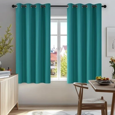 Imagen de Deconovo Cortinas Opacas 2 Piezas para Dormitorio Salón Modernas, Aislantes Térmicas y Reducción de Ruido, EcolóGicas Certificadas,117 x 138 cm Azul Turquesa