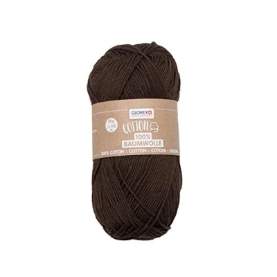 Imagen de Glorex 5 1004 15 Cotton 100% Algodón, de uso versátil para tejer, hacer ganchillo y manualidades, suave lavable, 50 g, aprox. 170 m, marrón