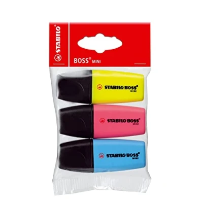 Imagen de Stabilo 40975 Marcador Minipop Boss, 3 piezas colores amarillo, rosa, azul