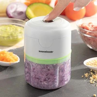 Imagen de InnovaGoods® Mini Picadora Recargable Portátil Echoppie, Práctica y Versátil, Ideal para Picar Frutas, Verduras, Frutos Secos, 3 Cuchillas de Acero Inoxidable, 150 ml Capacidad, 45 W Potencia