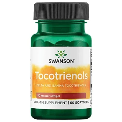 Imagen de Swanson, Tocotrienoles, Vitamina E, 60 Cápsulas blandas, Altamente Dosificadas, Probadas en Laboratorio, Sin Gluten, OGM