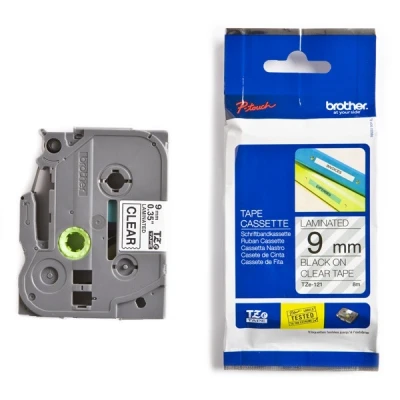 Imagen de Brother Black on Clear Gloss Laminated Tape, 9mm Cintas para impresoras de Etiquetas (9mm)