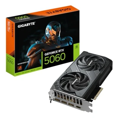 Imagen de Gigabyte GeForce RTX 5060 WINDFORCE 8G Tarjeta Gráfica 8GB GDDR7, 128bit, PCI E 5.0, 2497 MHz Frecuencia del núcleo, 3 x DisplayPort, 1 HDMI, GV N5060WF2 8GD