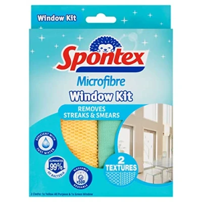 Imagen de Spontex 1 caja de 2 superficies vidrio microfibra (2 toallitas en total)