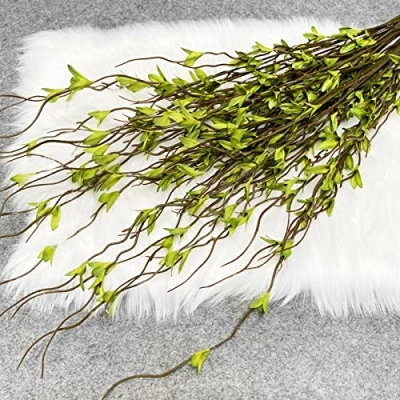Imagen de baijiexun 6 ramas artificiales de sauce para jarrón alto 44 pulgadas, tallos vegetación falsos altos, plantas jarrones, decoración del hogar y boda