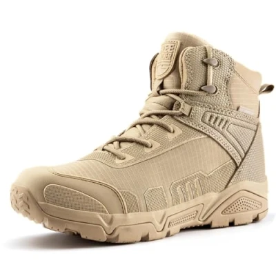 Imagen de FREE SOLDIER Botas de Escalada Impermeable Tacticas Hombre Militares Transpirables Seguridad Trabajo Ligeros Zapatos Montaña Trekking(Arena impermeable,44EU)