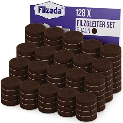 Imagen de Filzada® 128x Almohadillas de Fieltro Adhesivo Ø 20 mm (Redondo) Marrón Deslizadores Muebles Profesionales con un Poder Ideal