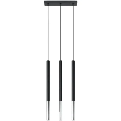 Imagen de SOLLUX lighting lámpara colgante de techo acero 3 llamas LED bombilla cromo negro Mozaica