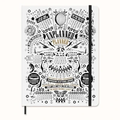 Imagen de Moleskine Lorenzo Petrantoni Agenda Unplanned de Tapa Dura y Cierre Elástico, Semanal, Tamaño Extragrande, 19 x 26 cm