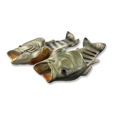 Imagen de UNIQSTORE Tricky Fisch Sandalias con forma de pescado, zapatillas estar por casa creativas, estilo pez, para la playa, calzado inspirado en peces, hombre, beige, 40/41 EU
