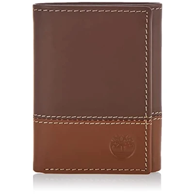 Imagen de Timberland Cartera de Cuero Triple con Ventana identificación Accesorio Viaje Billetera Plegable, Marrón/Bronceado, Talla única para Hombre
