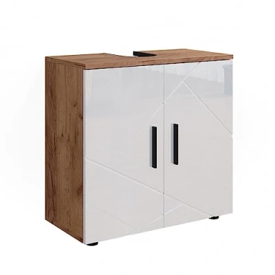 Imagen de Vicco Mueble bajo Lavabo Irma, Roble/Blanco Alto Brillo, 60 x 59 cm