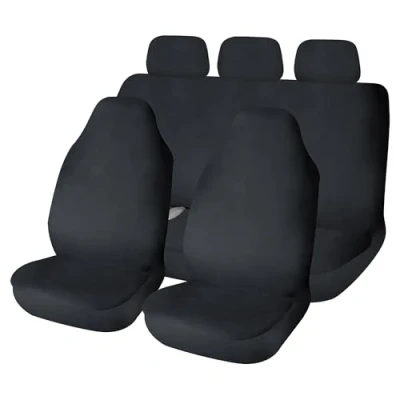 Imagen de Sakura SS5370 Juego Completo de Fundas para Asiento Coche y reposacabezas, Resistentes al Agua, Color Negro, Ajuste Universal fácil Limpiar