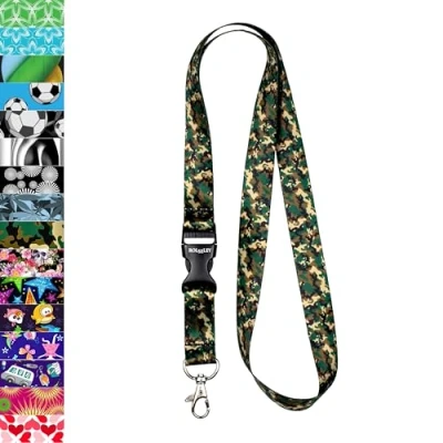 Imagen de Cinta colgante para soporte de tarjetas identificación con clip metálico, color 1 Camouflage