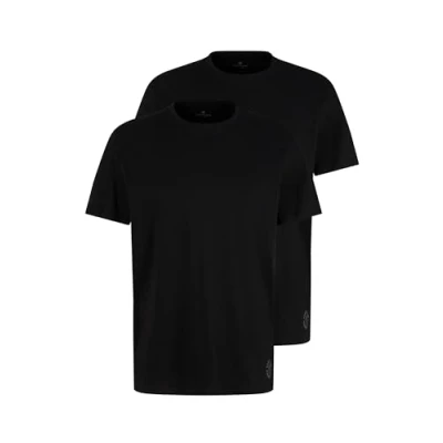 Imagen de TOM TAILOR Hombre Camiseta básica en paquete doble 1008638, 29999 Black, L