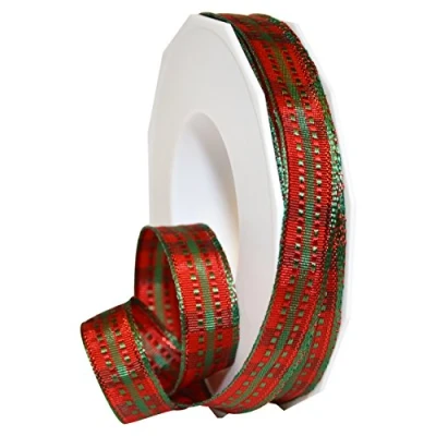 Imagen de Präsent Cinta con Alambre, Poliéster, Rojo Verde, 15mm 20m, 20