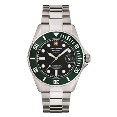 Imagen de Swiss Alpine Military 7053.1 Master Diver Reloj Hombre Analógico Cuarzo Acero Inoxidable, Acero/Verde/Negro 1133sam, Pulsera