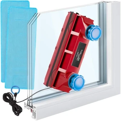 Imagen de Tyroler Bright Tools Limpiacristales Magnético The Glider D 3 AFC Limpiador de Ventanas para Interior y Exterior Acristalamiento Simple o Doble 2 28 mm Potencia Imán Ajustable