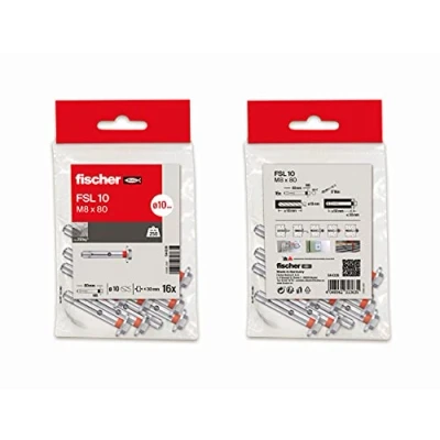 Imagen de fischer tacos anclaje metálico de expansión, hormigón, pared, Bolsa 16 uds FSL M8x80