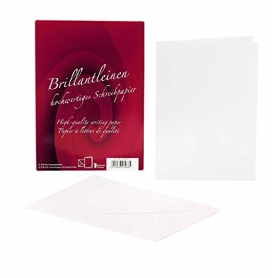 Imagen de Rössler Papier 20241933 Lino brillante Tarjetas dobles DIN A6, 10 tarjetas/ sobres, blanco