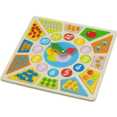 Imagen de New Classic Toys Reloj Redondo de Puzzle FSC, Multicolor (18253)