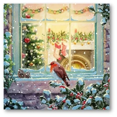 Imagen de Museums &amp; Galleries tarjetas de Navidad benéficas Cosy Cottage Christmas Robin Ecológicas y reciclables Paquete 8