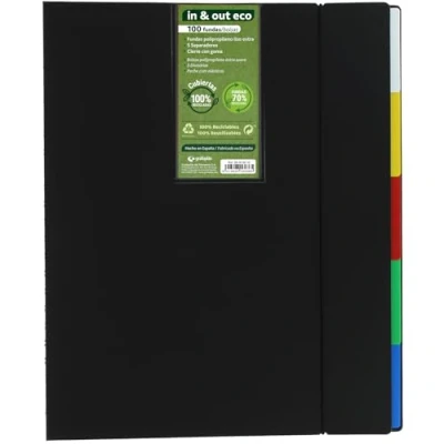 Imagen de Grafoplás Carpeta de Fundas Extraibles a4 In&amp;Out ECO 100 Extra Recicladas 70% Tapas Rígidas 100% Cambio Rápido y Práctico Incluye 5 Separadores Guía Cierre Gomas