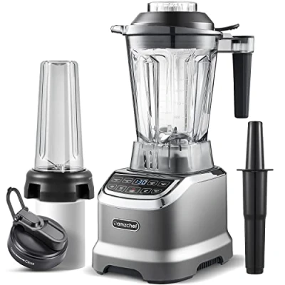 Imagen de AMZCHEF 2000W Batidora de Vaso 2 EN 1 ①Batidora Profesional 1,85 litros con 6 cuchillas ②Batidora Individual 600ml BPA 1,85L y para Modos Mezcla