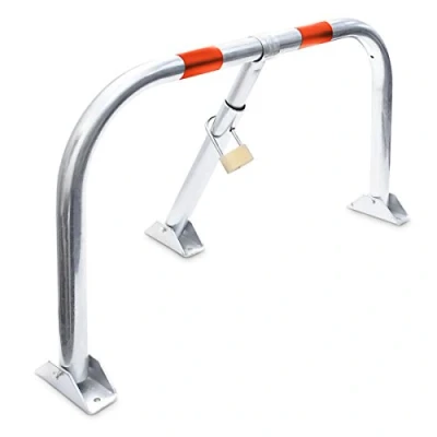 Imagen de Relaxdays Barrera Parking Abatible, Cepo Parking, Candado, Pivote Aparcamiento, Bolardo, Acero, 45 x 76 32cm, Plateado