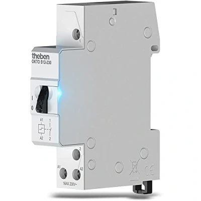 Imagen de Theben 3120120 Okto S12 230 Interruptor de choque eléctrico, V, electromecánico, riel DIN, 1 cierre, LED hasta 200 W, control luz (1 unidad)